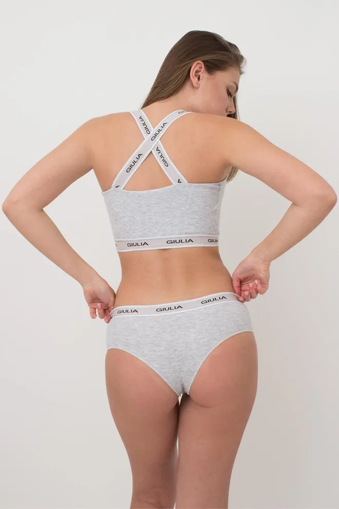 Женские трусики бразилиана в рубчик Brasilian briefs rib 2201/60 Giulia (grey)