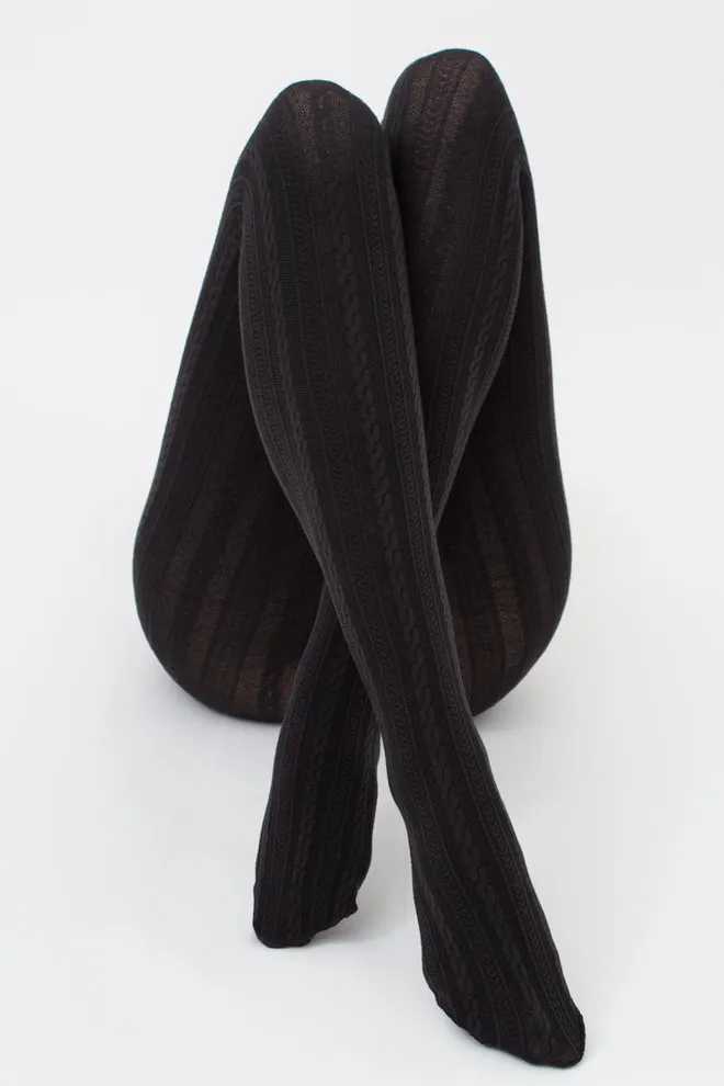 Колготки теплые с узором Cable 150 den model 2 Giulia (pirate black)