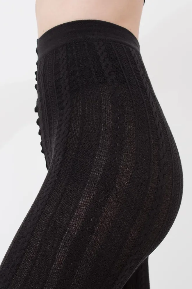 Колготки теплые с узором Cable 150 den model 2 Giulia (pirate black)