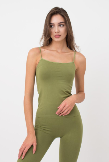 Майка жіноча безшовна на тонких бретелях Camisole color Giulia (olive branch)