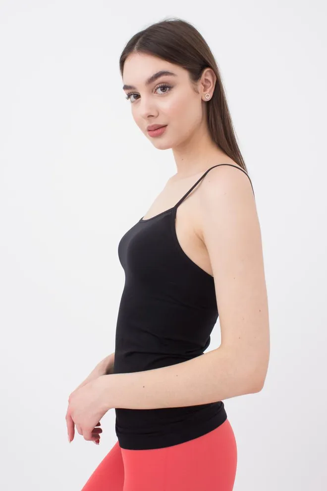 Майка жіноча безшовна на тонких бретелях Camisole Giulia (black), чорний