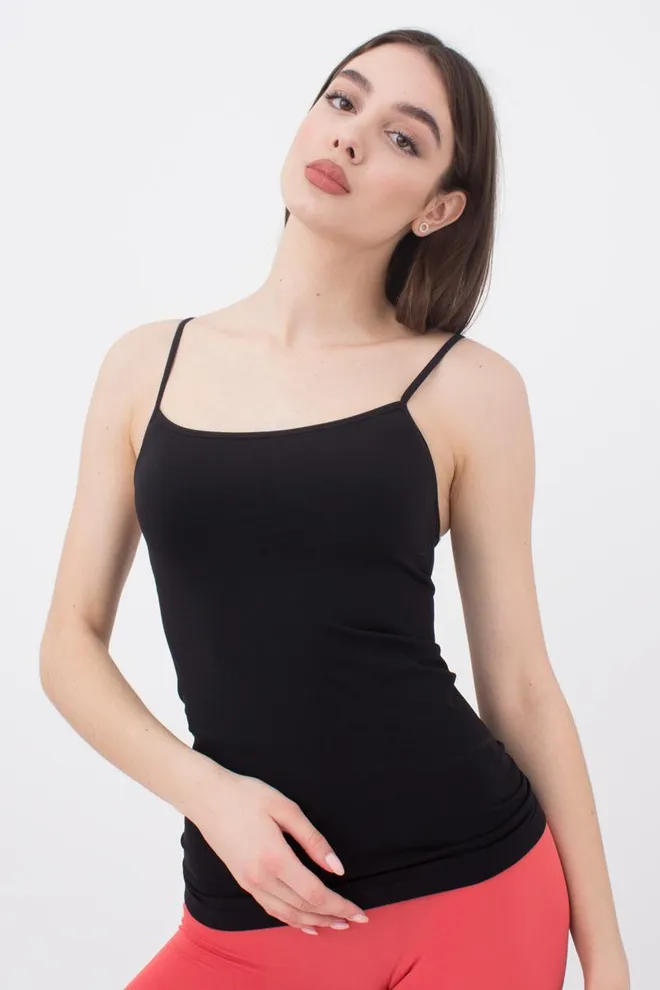 Майка жіноча безшовна на тонких бретелях Camisole Giulia (black), чорний
