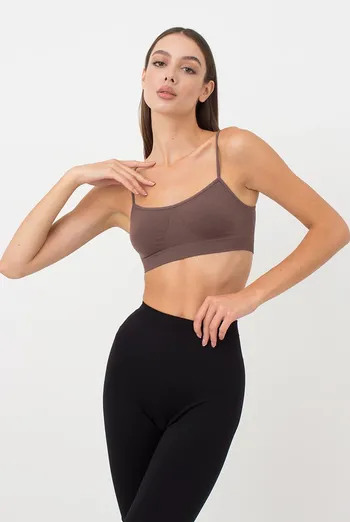 Безшовний топ на тонких бретелях Cami top Giulia (deep taupe), коричневий