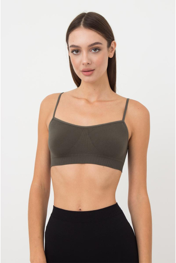 Безшовний топ на тонких бретелях CAMI TOP Giulia (khaki), зелений