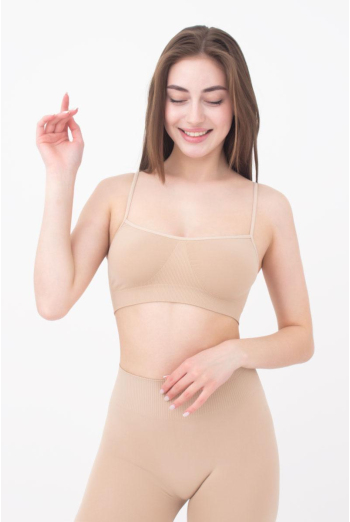 Бесшовный топ на тонких бретелях Cami top Giulia (naturale), бежевый
