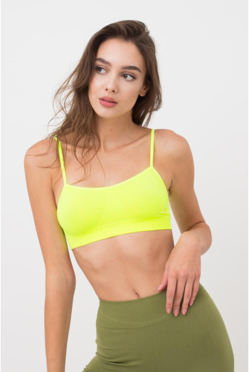 Безшовний топ на тонких бретелях Cami top Giulia (yellow neon), жовтий