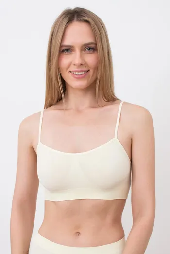Бесшовный топ на тонких бретелях Cami top Giulia (vanilla), желтый