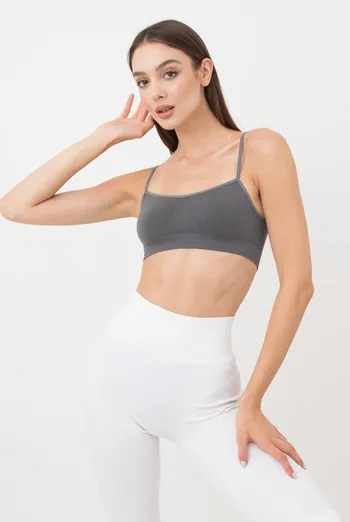 Бесшовный топ на тонких бретелях Cami top Giulia (poppy seed), серый