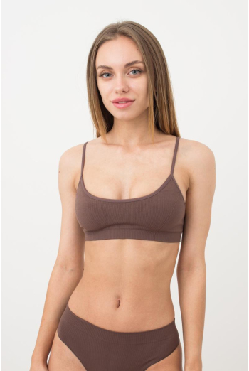 Безшовний топ в рубчик на тонких бретелях CAMI TOP RIB Giulia (deep taupe), коричневий Безшовний топ в рубчик на тонких бретелях CAMI TOP RIB Giulia (deep taupe), коричневий