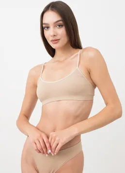 Бесшовный топ в рубчик на тонких бретелях CAMI TOP RIB Giulia (naturale), бежевый Бесшовный топ в рубчик на тонких бретелях CAMI TOP RIB Giulia (naturale), бежевый