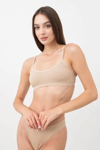 Бесшовный топ в рубчик на тонких бретелях CAMI TOP RIB Giulia (naturale), бежевый