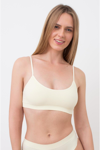 Безшовний топ в рубчик на тонких бретелях CAMI TOP RIB Giulia (vanilla), жовтий
