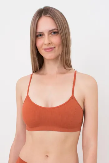 Бесшовный топ в рубчик на тонких бретелях CAMI TOP RIB Giulia (burnt sienna), оранжевый