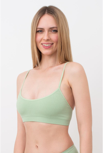 Бесшовный топ в рубчик на тонких бретелях CAMI TOP RIB Giulia (kohlrabi), зеленый