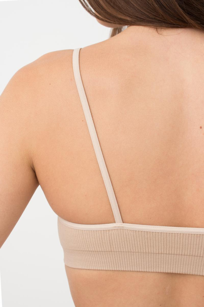 Безшовний топ в рубчик на тонких бретелях CAMI TOP RIB Giulia (naturale), бежевий