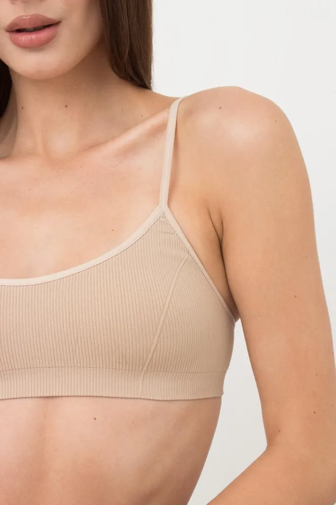 Безшовний топ в рубчик на тонких бретелях CAMI TOP RIB Giulia (naturale), бежевий