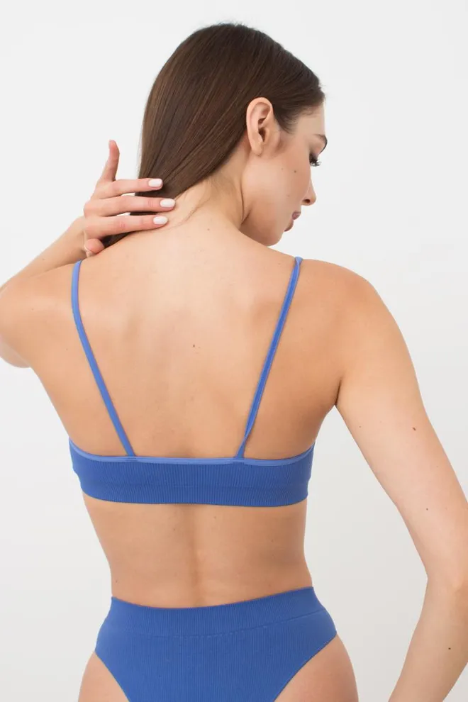 Безшовний топ в рубчик на тонких бретелях CAMI TOP RIB Giulia (skydiver), синій