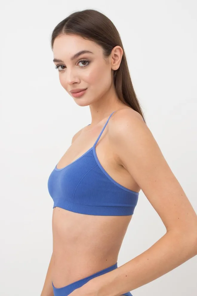 Безшовний топ в рубчик на тонких бретелях CAMI TOP RIB Giulia (skydiver), синій