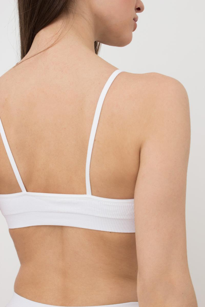 Бесшовный топ в рубчик на тонких бретелях CAMI TOP RIB Giulia (white), белый