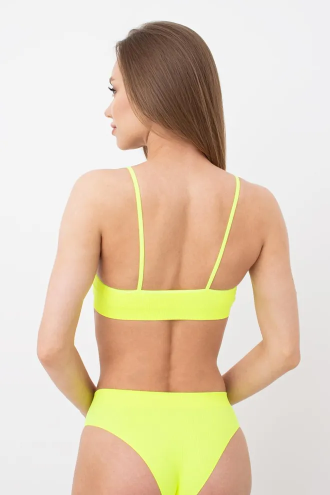 Безшовний топ в рубчик на тонких бретелях CAMI TOP RIB Giulia (yellow neon), жовтий