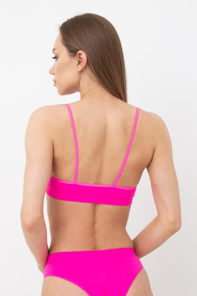 Безшовний топ в рубчик на тонких бретелях CAMI TOP RIB Giulia (pink neon), рожевий