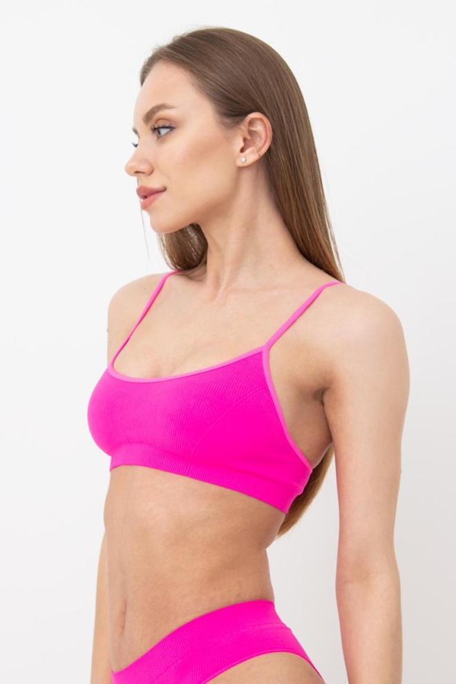 Безшовний топ в рубчик на тонких бретелях CAMI TOP RIB Giulia (pink neon), рожевий