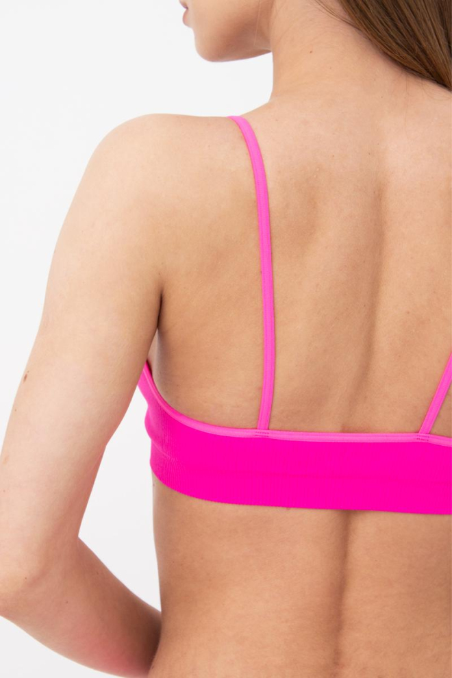 Безшовний топ в рубчик на тонких бретелях CAMI TOP RIB Giulia (pink neon), рожевий