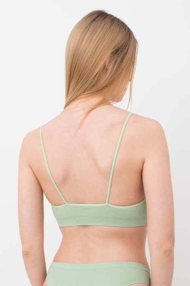 Бесшовный топ в рубчик на тонких бретелях CAMI TOP RIB Giulia (kohlrabi), зеленый