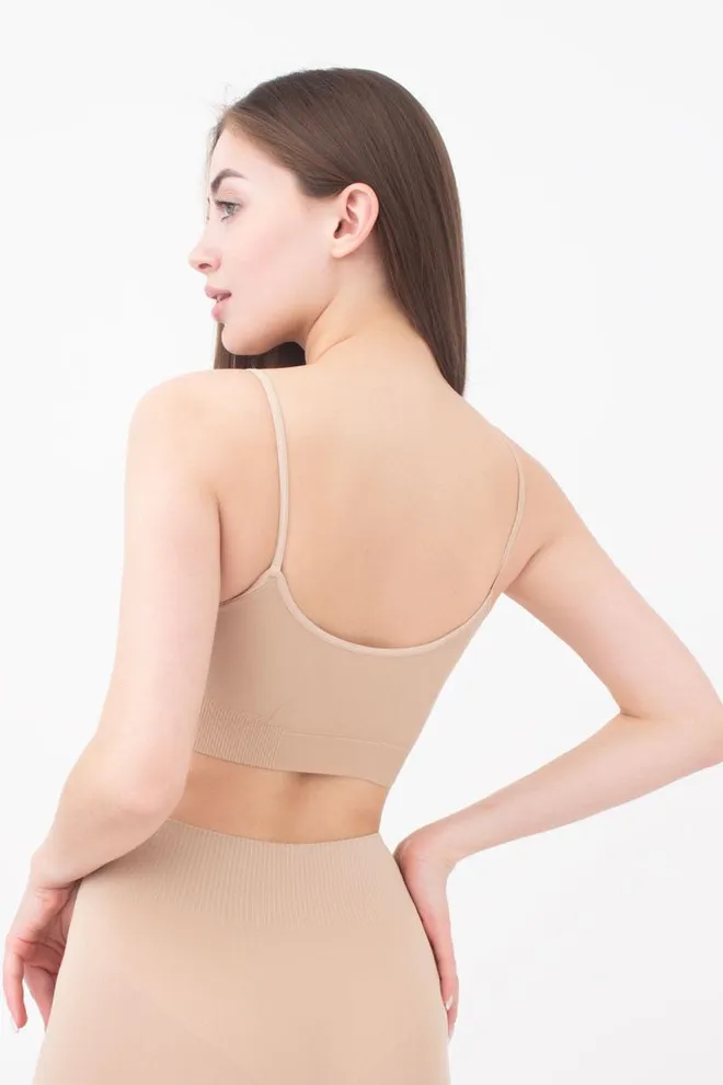 Безшовний топ на тонких бретелях Cami top Giulia (naturale), бежевий