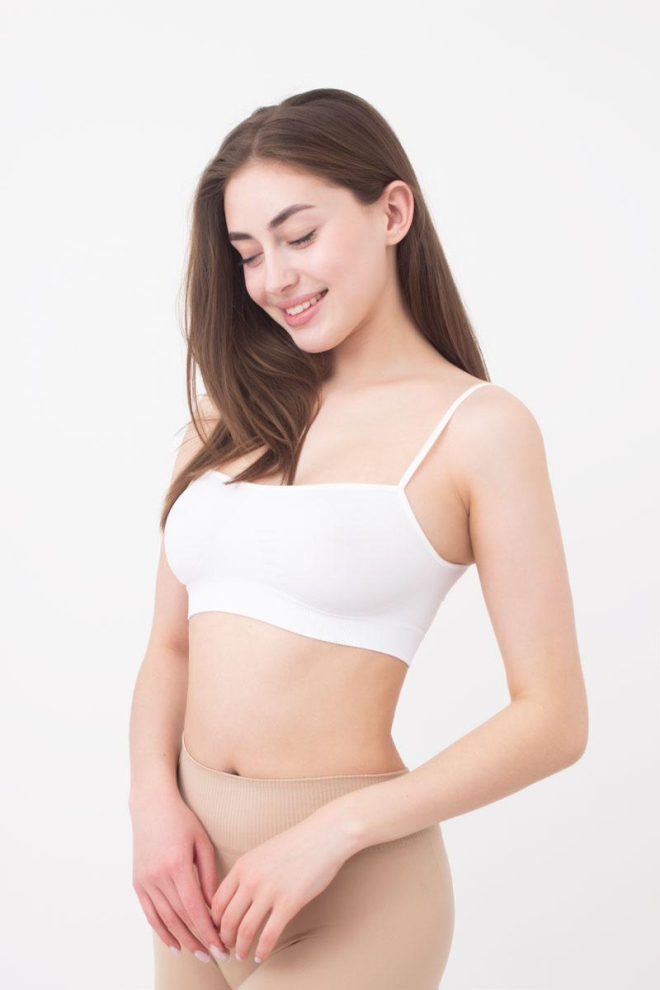 Безшовний топ на тонких бретелях Cami top Giulia (white), білий
