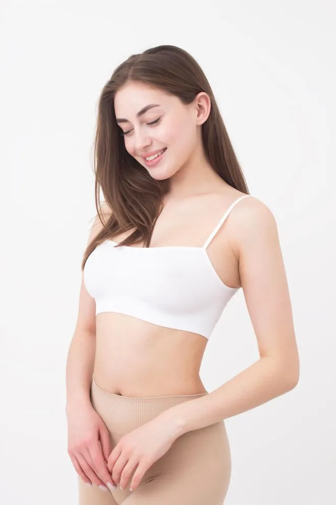 Безшовний топ на тонких бретелях Cami top Giulia (white), білий