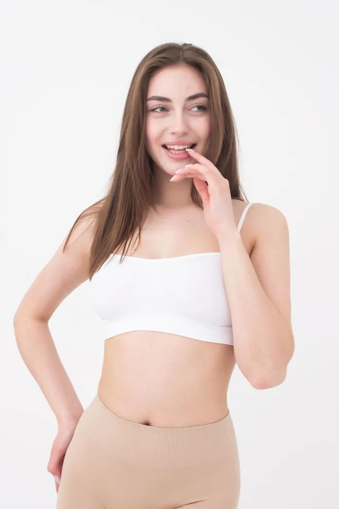 Безшовний топ на тонких бретелях Cami top Giulia (white), білий