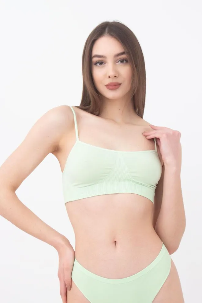 Безшовний топ на тонких бретелях Cami top Giulia (green ash)