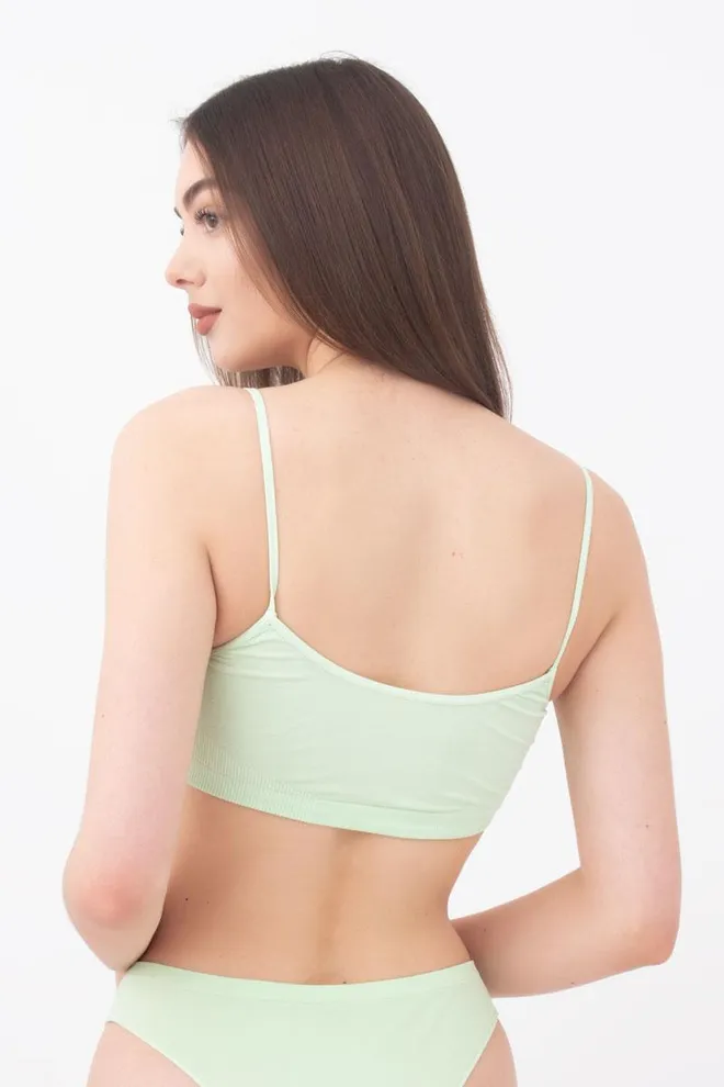 Безшовний топ на тонких бретелях Cami top Giulia (green ash)