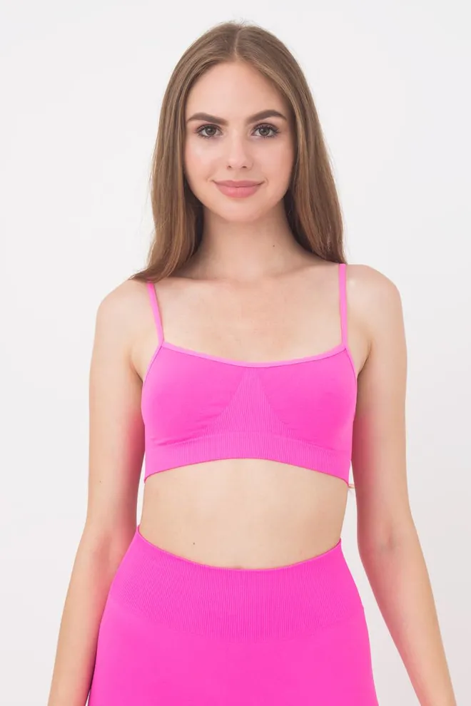 Безшовний топ на тонких бретелях Cami top Giulia (pink neon)