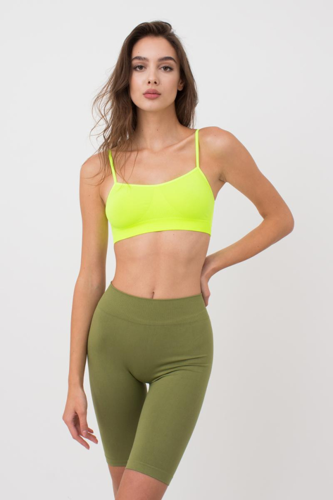 Безшовний топ на тонких бретелях Cami top Giulia (yellow neon), жовтий
