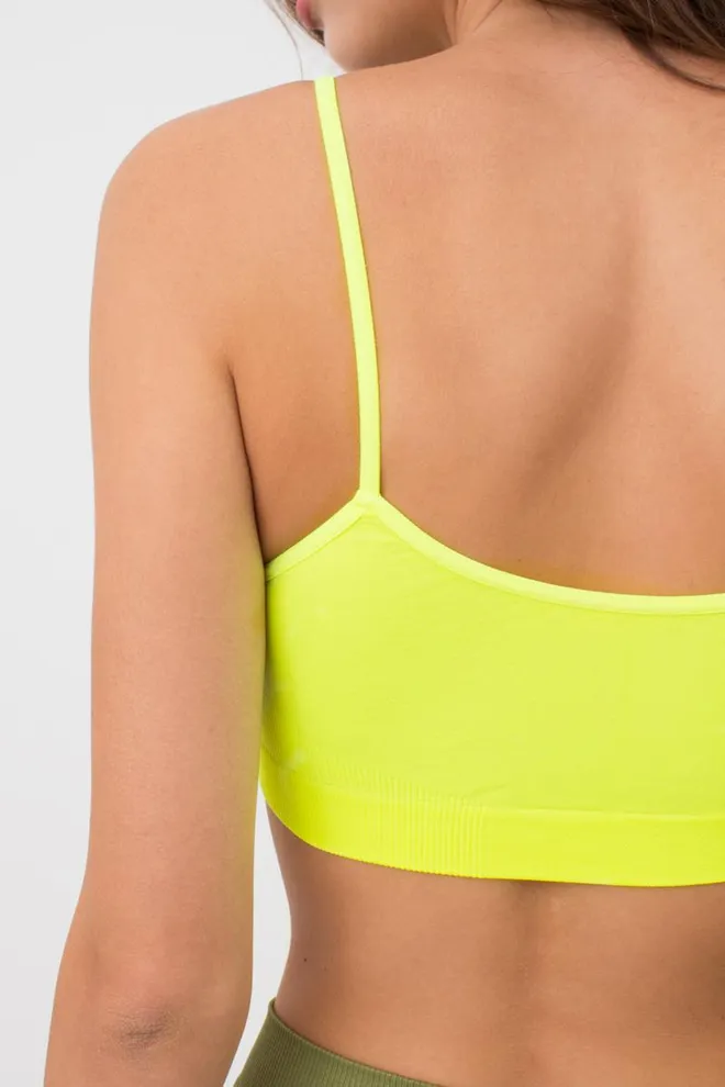 Безшовний топ на тонких бретелях Cami top Giulia (yellow neon), жовтий
