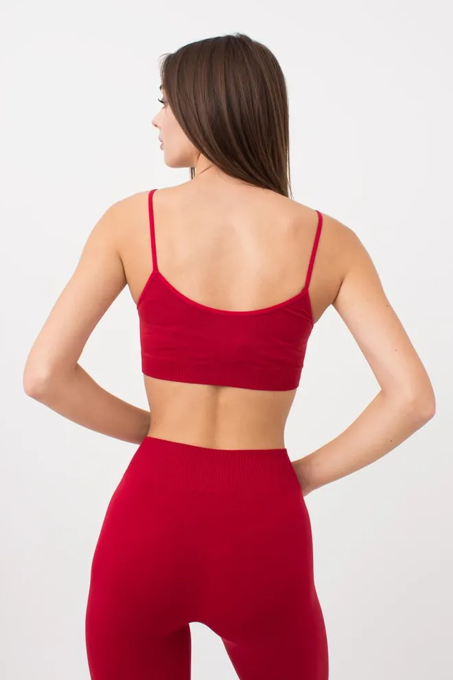 Бесшовный топ на тонких бретелях Cami top Giulia (winery), бордовый