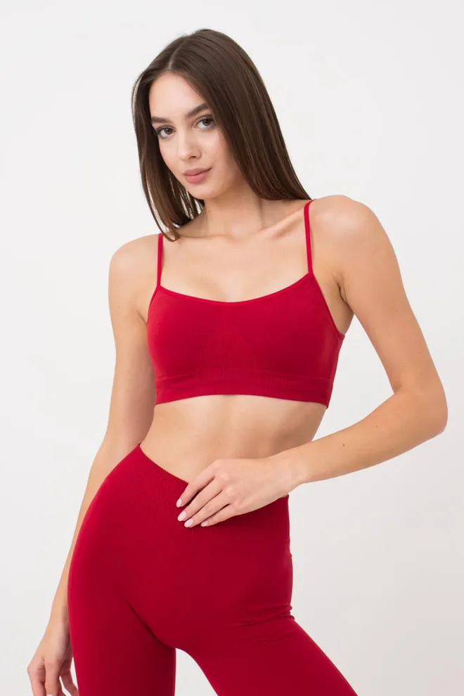 Бесшовный топ на тонких бретелях Cami top Giulia (winery), бордовый