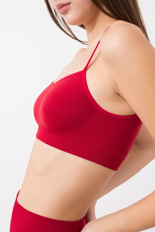 Бесшовный топ на тонких бретелях Cami top Giulia (winery), бордовый