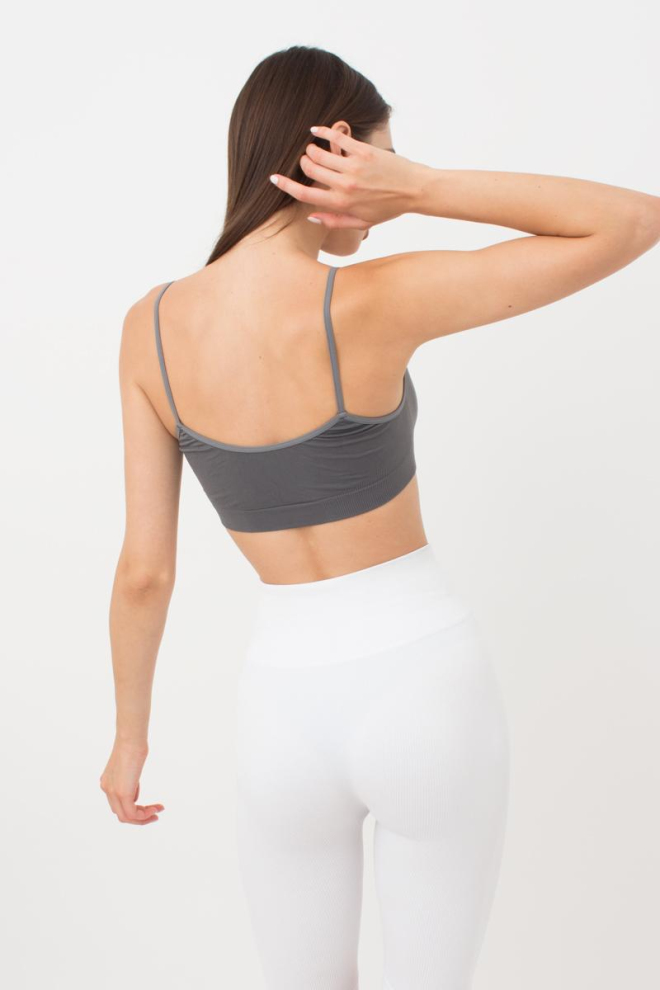 Безшовний топ на тонких бретелях Cami top Giulia (poppy seed), сірий