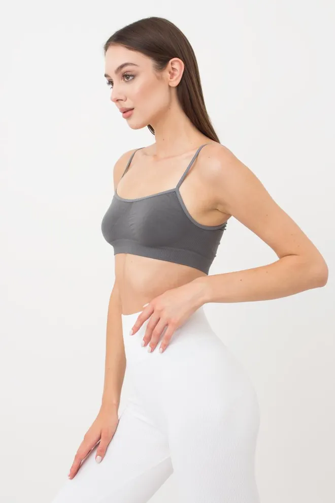 Безшовний топ на тонких бретелях Cami top Giulia (poppy seed), сірий