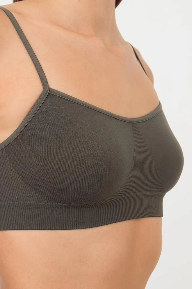 Безшовний топ на тонких бретелях CAMI TOP Giulia (khaki), зелений