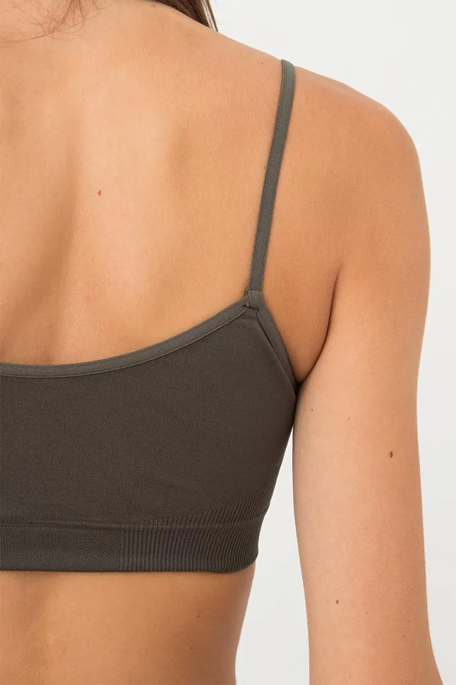 Безшовний топ на тонких бретелях CAMI TOP Giulia (khaki), зелений