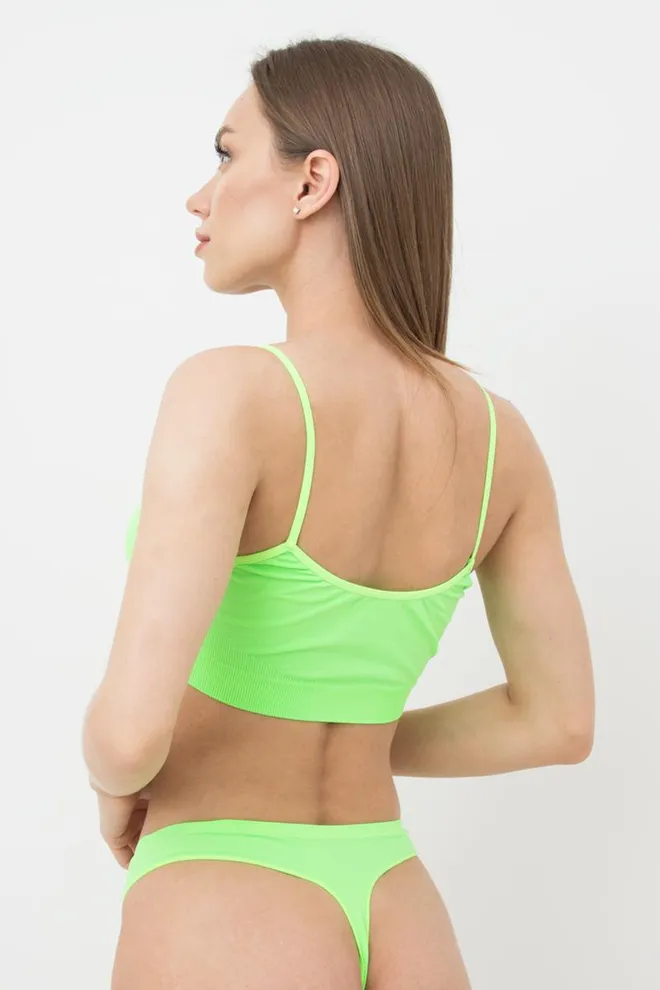 Безшовний топ на тонких бретелях Cami top Giulia (green neon)