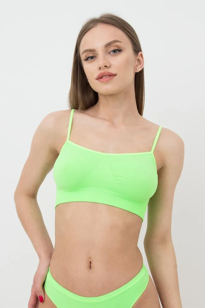 Безшовний топ на тонких бретелях Cami top Giulia (green neon)
