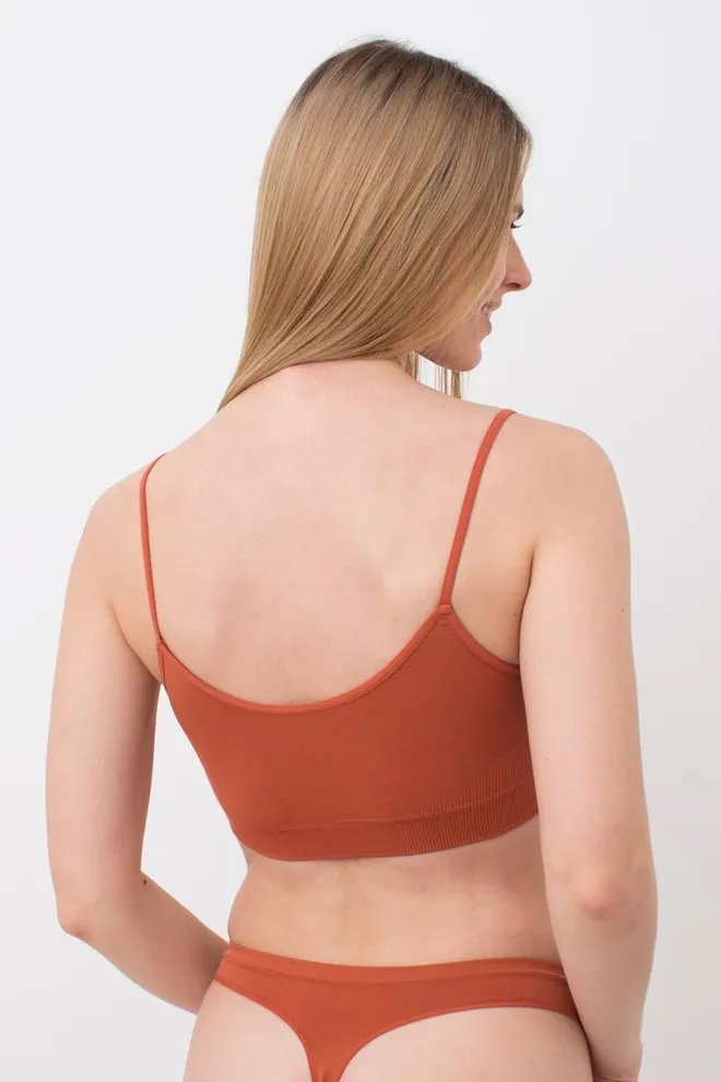Безшовний топ на тонких бретелях Cami top Giulia (burnt sienna), помаранчевий
