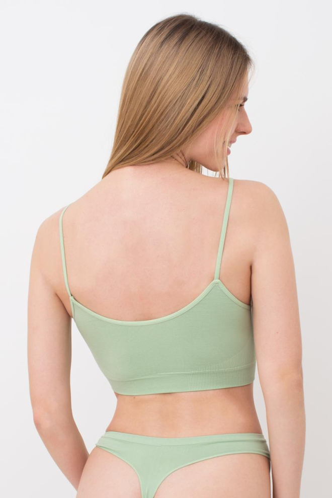 Безшовний топ на тонких бретелях Cami top Giulia (kohlrabi), зелений