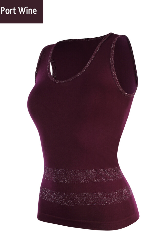 CANOTTA LUREX 02 Безшовна жіноча майка на широких бретельках TM GIULIA  (port wine)