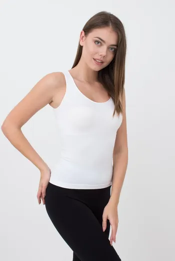 Бесшовна майка на широких бретелях Canotta scollo tondo Giulia (bianco)